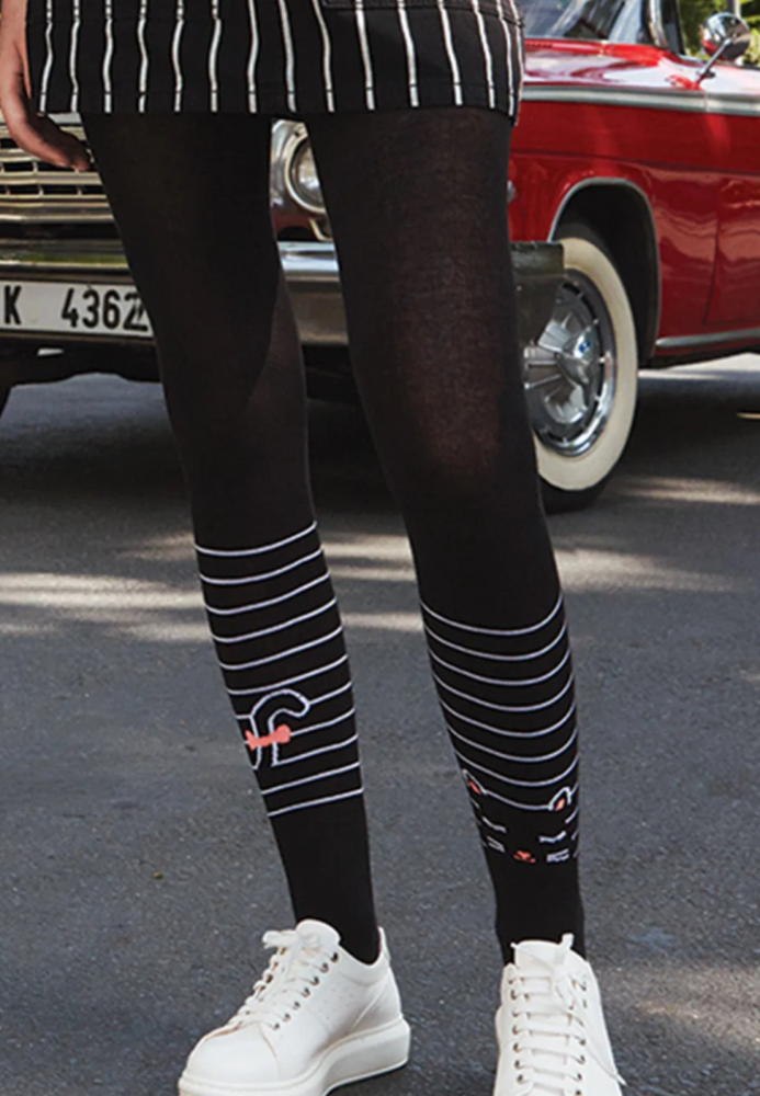 Dres dama Penti Lovely,bumbac ,,Miow K''- mat și opac, culoare negru Engros